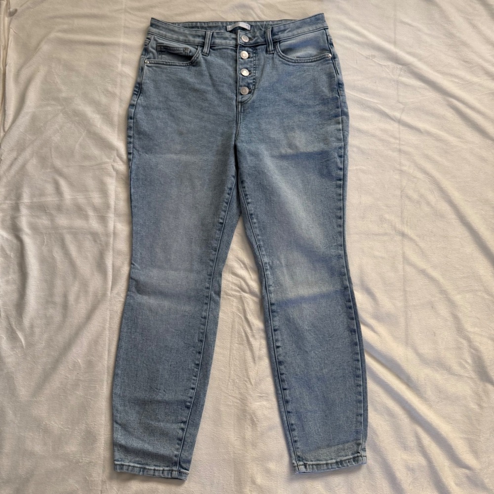 LC Lauren Conrad Light‎ Wash High Rise Skinny Jeans Button Fly Size 12 Womens